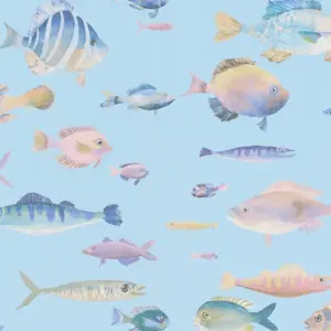 A.S. Création Vinyltapete - 396962 - Türkis Bunt Fische