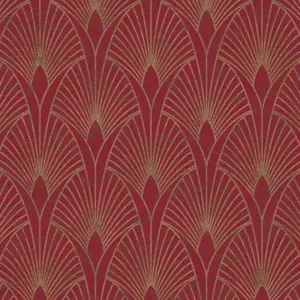 Livingwalls Vinyltapete - 374274 - Rot Gold Art Deco Tapete