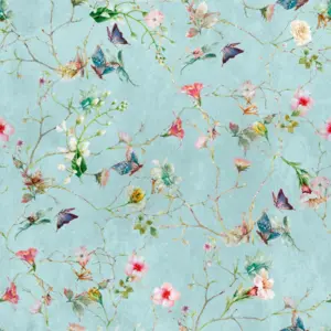 Livingwalls Vinyltapete - 382681 - Türkis Grün Landhaus