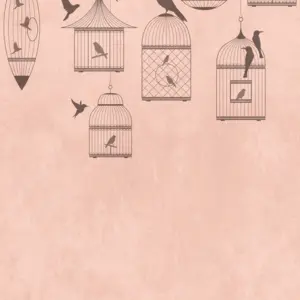Livingwalls Vinyltapete - 382961 - Rosa Grau Vogeltapete