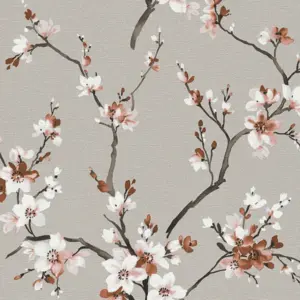 Livingwalls Vinyltapete - 385204 - Grau Braun Florale Tapete