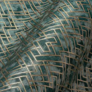 Livingwalls Vinyltapete - 388285 - Petrol Gold Grafisch