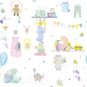 Livingwalls Vinyltapete - 391881 - Bunt Lila Kinderzimmertapete