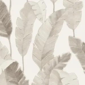 Livingwalls Vinyltapete - 392185 - Weiß Beiige Blätter