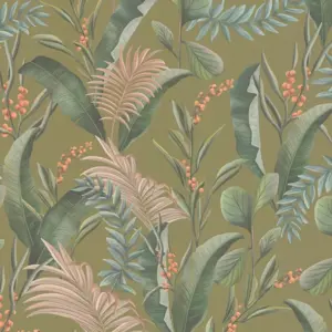Livingwalls Vinyltapete - 394363 - Grün Beige Floral