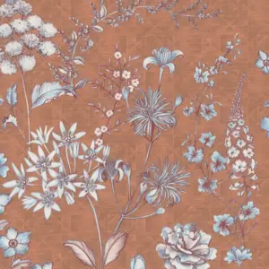 Livingwalls Vinyltapete - 391173 - Orange Braun Blumentapete