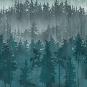 Livingwalls Vinyltapete - 391813 - Blau Grau Waldtapete