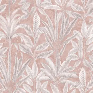 Livingwalls Vinyltapete - 393161 - Rosa Grau Dschungeltapete