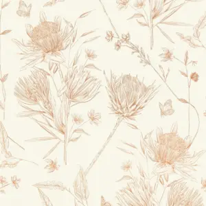 Livingwalls Vinyltapete - 394271 - Weiß Braun Floral