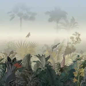 Livingwalls Vinyltapete - 392701 - Bunt Blau Dschungeltapete