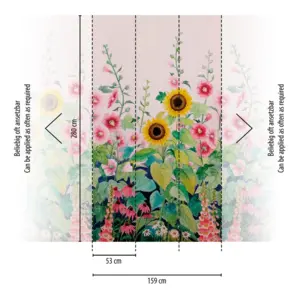 Livingwalls Vinyltapete - 398831 - Rosa Grün Blumenwiese