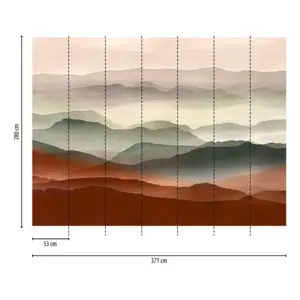 Livingwalls Vinyltapete - 398971 - Rot Grün Landschaft