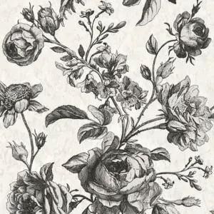 Livingwalls Vliestapete - 387002 - Schwarz Creme Florale Tapete