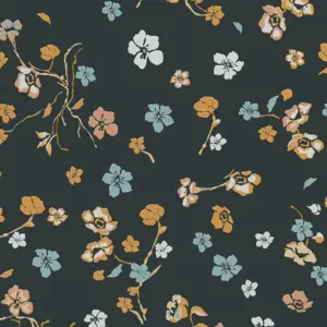 Livingwalls Vliestapete - 389071 - Schwarz Gelb Florale Tapete