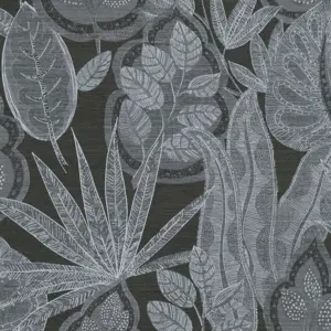 livingwalls Vinyltapete - 393461 - Schwarz Grau Blättertapete