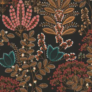 livingwalls Vinyltapete - 393495 - Schwarz Bunt Blumentapete