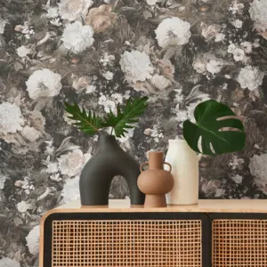 A.S. Création Vinyltapete - 388213 - Braun Weiß Florale Tapete