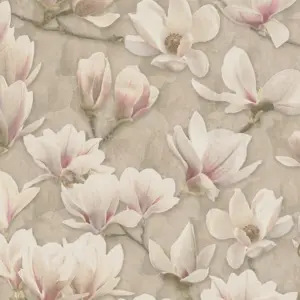 A.S. Création Vinyltapete - 396101 - Braun Rosa Magnolie