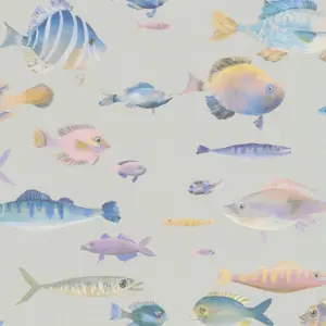 A.S. Création Vinyltapete - 396964 - Grau Bunt Fische