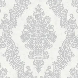 A.S. Création Vliestapete - 397655 - Weiß Grau Ornament