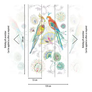 Livingwalls Vinyltapete - 389111 - Weiß Bunt Vogeltapete