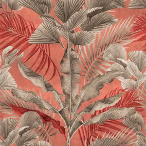 Livingwalls Vinyltapete - 391854 - Rosa Rot Dschungel