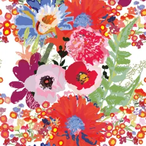 Livingwalls Vinyltapete - 392071 - Bunt Weiß Blumentapete