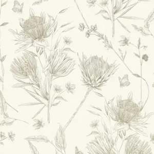 Livingwalls Vinyltapete - 394273 - Weiß Grün Floral