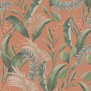 Livingwalls Vinyltapete - 394362 - Orange Rot Floral