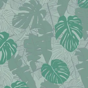 Livingwalls Vliestapete - 389055 - Grün Silber Palmentapete