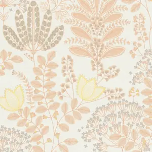 livingwalls Vinyltapete - 393491 - Weiß Orange Blumentapete