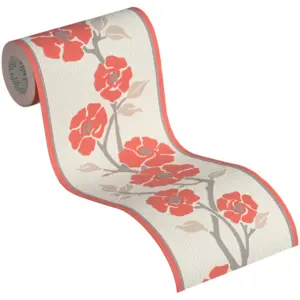 A.S. Création Bordüre - 384324 - Rot Grau Bordüre Blumen