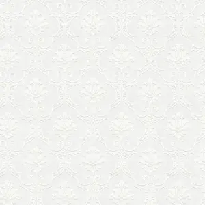 A.S. Création Vliestapete - 354771 - Überstreichbar Weiß Barock Tapete