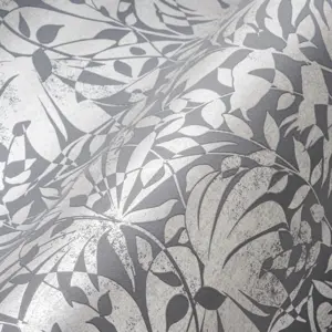 A.S. Création Vliestapete - 388314 - Grau Silber Florale Tapete