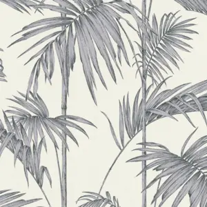 Livingwalls Vinyltapete - 369192 - Grau Silber Palmentapete