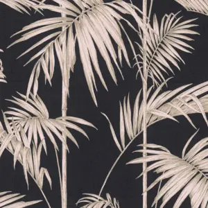 Livingwalls Vinyltapete - 369191 - Schwarz Rosa Palmentapete