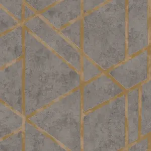 Livingwalls Vinyltapete - 369281 - Grau Gold Geometrische Tapete
