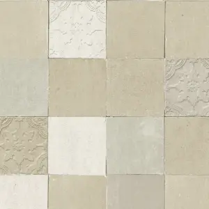 Livingwalls Vinyltapete - 374064 - Creme Grau Fliesentapete