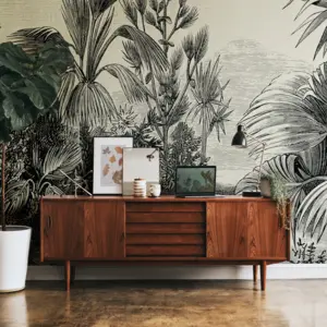 Livingwalls Vinyltapete - 382351 - Grau Beige Dschungeltapete