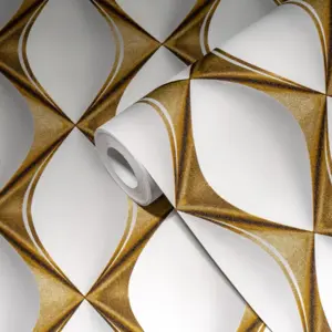 Livingwalls Vinyltapete - 386911 - Gold Weiß 3D Tapete