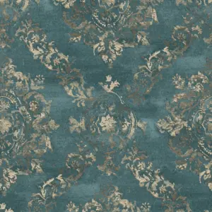 Livingwalls Vinyltapete - 387073 - Petrol Gold Barock Tapete
