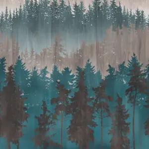 Livingwalls Vinyltapete - 391811 - Blau Braun Waldtapete