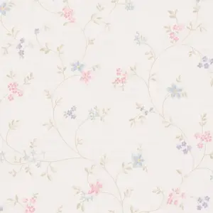 A.S. Création Vinyltapete - 390712 - Creme Grün Blümchentapete