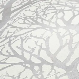 A.S. Création Vliestapete - 300941 - Weiß Silber Waldtapete
