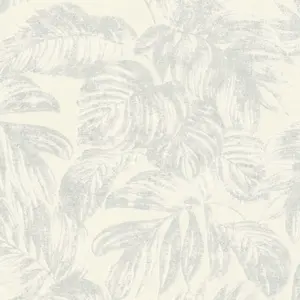 A.S. Création Vliestapete - 393403 - Silber Creme Florale Tapete