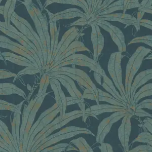 A.S. Création Vliestapete - 395016 - Petrol Gold Pflanzen