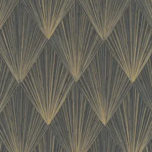 Livingwalls Vinyltapete - 378644 - Schwarz Gold Geometrische Tapete