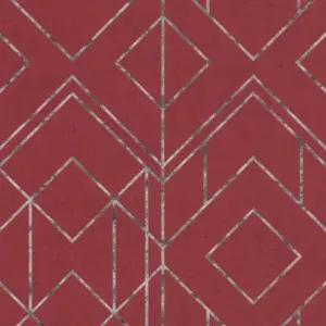 Livingwalls Vinyltapete - 378692 - Rot Grau Geometrische Tapete