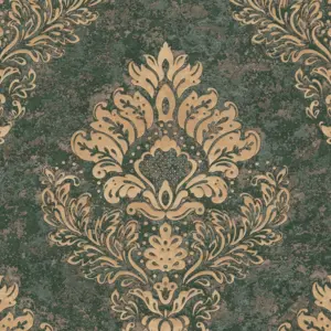 Livingwalls Vinyltapete - 379011 - Grün Gold Barock Tapete