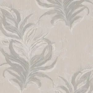 Livingwalls Vinyltapete - 380092 - Grau Weiß Tapete mit Federn